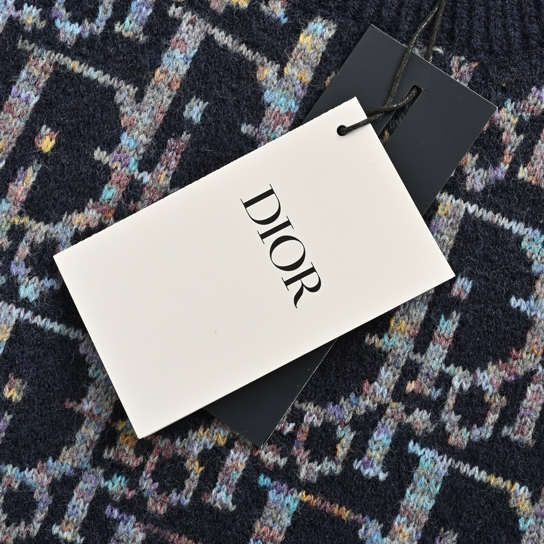 Dior 24Fw all-over monogram jacquard crew neck sweater