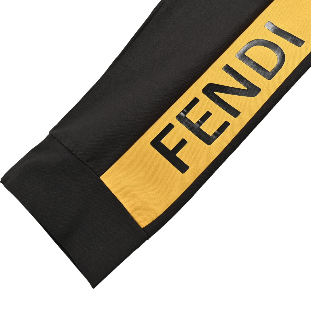 Fendi yellow stripe contrast stitching casual stretch trousers