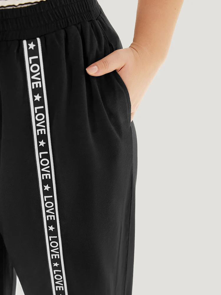 Plain Pocket Contrast Webbing Sweatpants