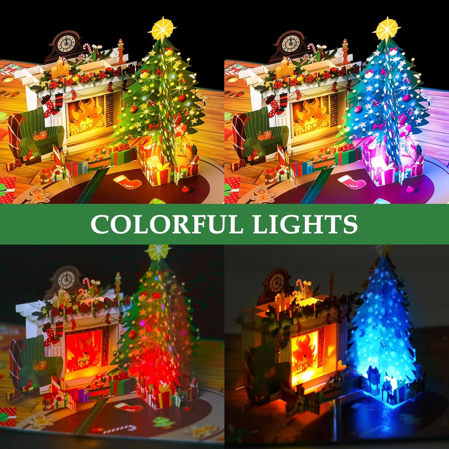 3D Pop Up Christmas & Birthday Gift Greeting Cards with Light and Music