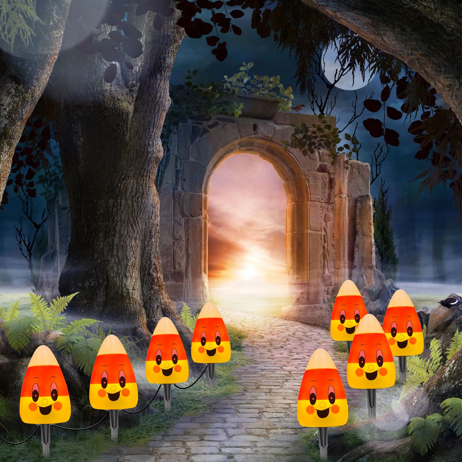 💥ON SALE💥Halloween 3D Candy Corn Pathway Outdoor String Lights, Waterproof🍬✨