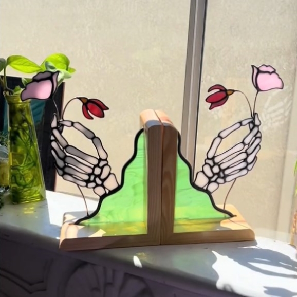 Funny Window Corner Decor - Skelly Hand Suncatcher