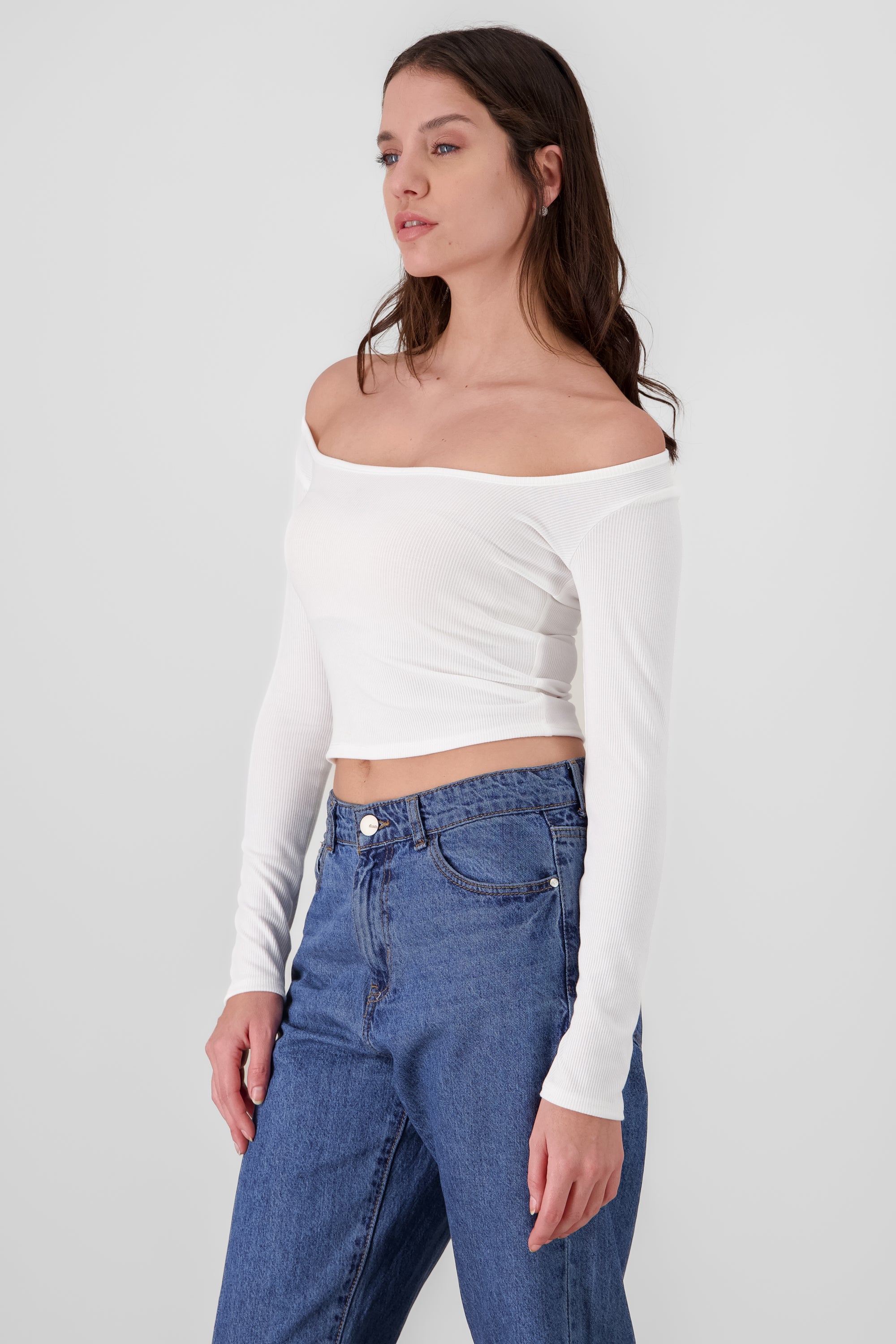 Solid Ribbed Long Sleeve Top