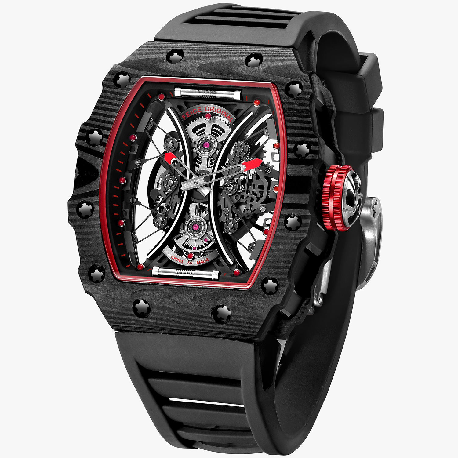FM602 Automatic Watches Luxury Sapphire Mirror Skeleton Mechanical Wat