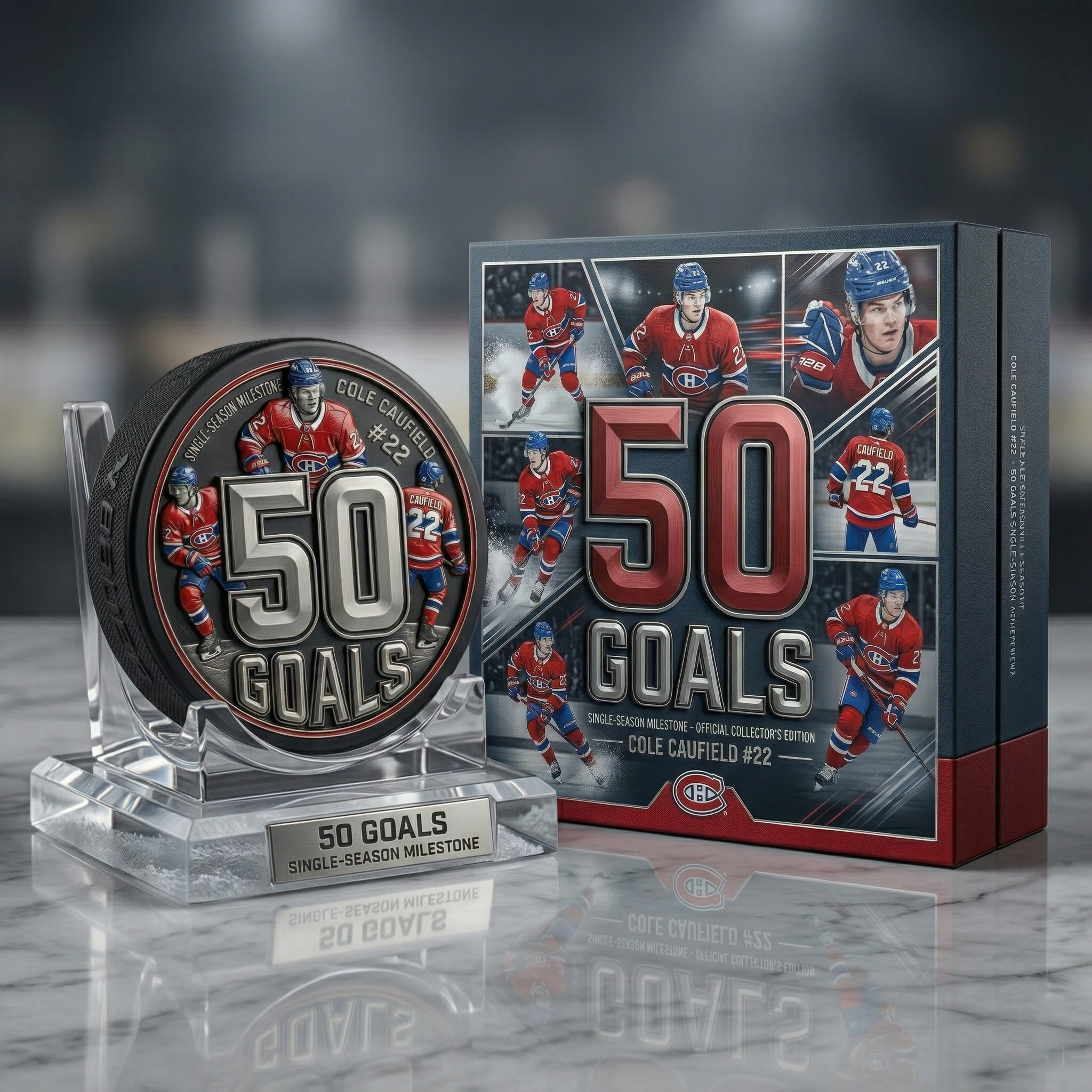 🏒 Cole Caufield: 50 Goals Milestone – Canadiens Legacy Puck 🇨🇦