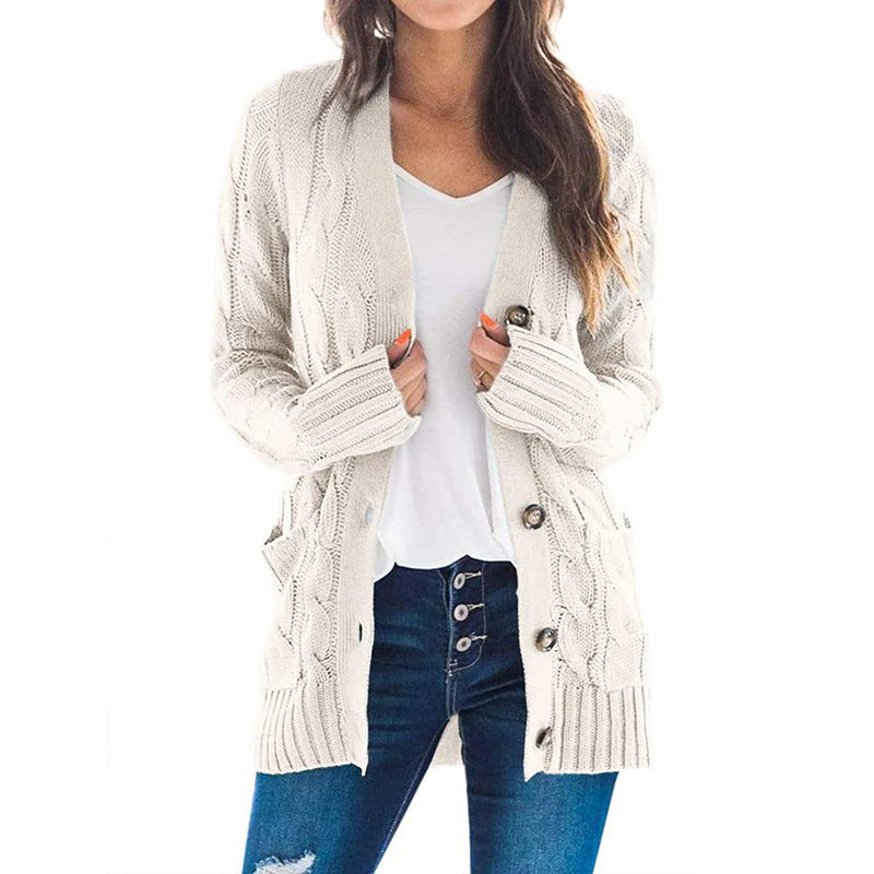 V-neck long-sleeved sweater coat
