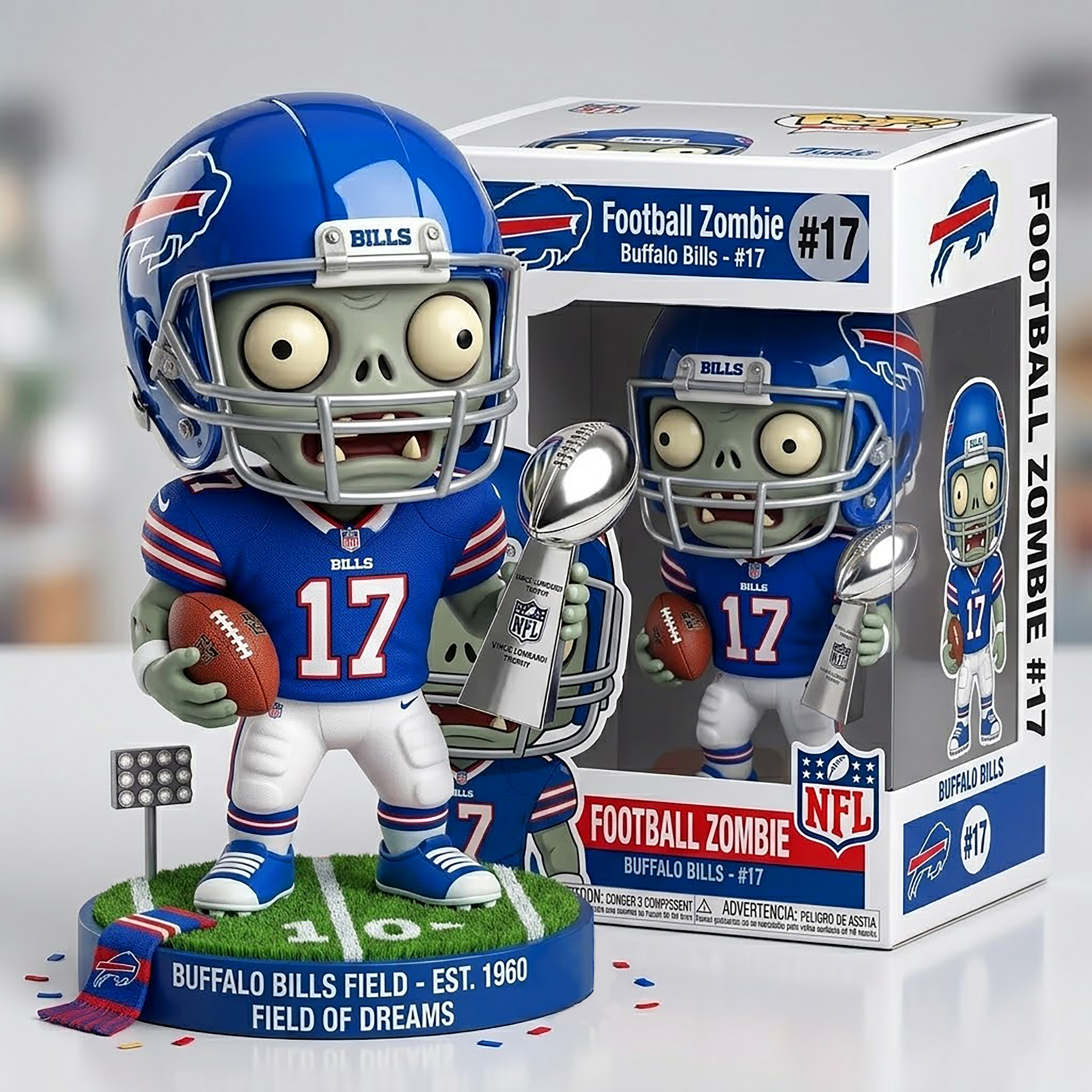 🏈Buffalo Bills' monster figurine model of the football zombie!🧟