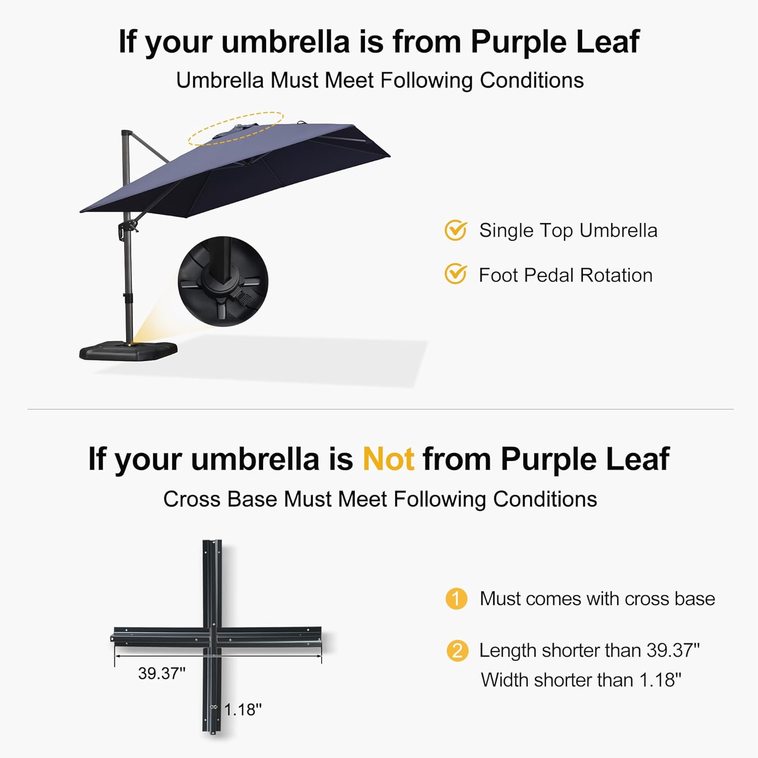 PURPLE LEAF Patio Umbrella Base Water & Sand Filled Weighted Base Outdoor Umbrella Base