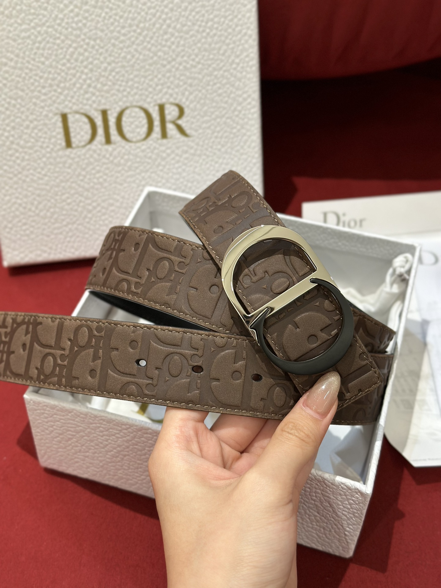 Dior CD Buckle Canvas Leather Belt 3.5CM Width