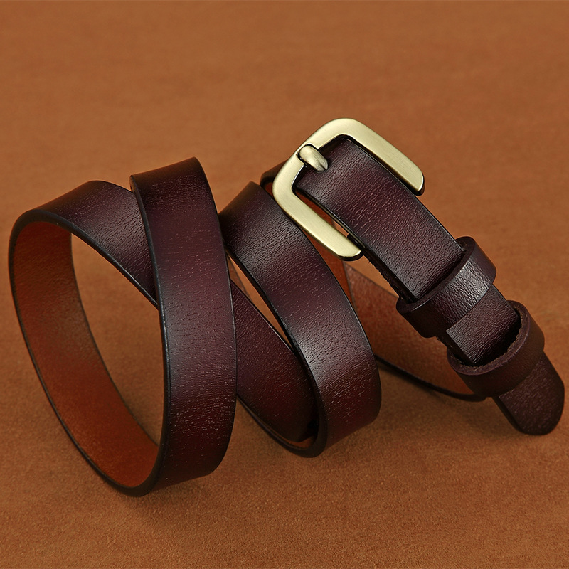 Cuckoo lady retro leather belt cowhide belt square buckle belt