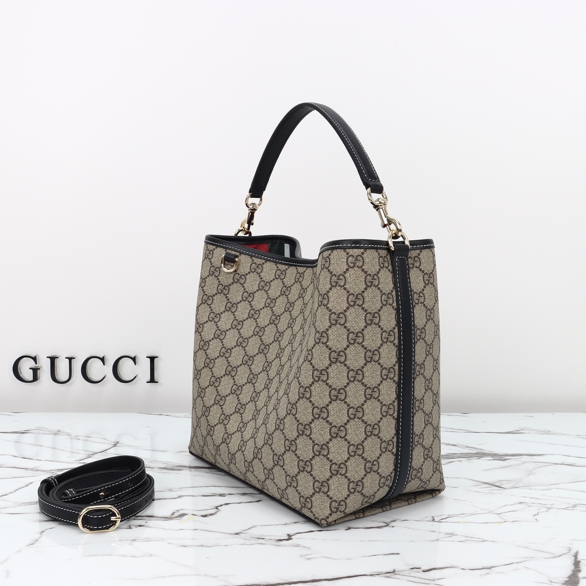 Gucci GG Emblem Medium Bucket Bag 815103 FAD6L 9741