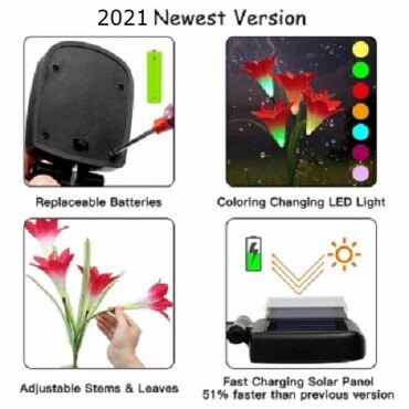 Artificial Lily Solar Garden Stake Lights(1 Pack of 4 Lilies)