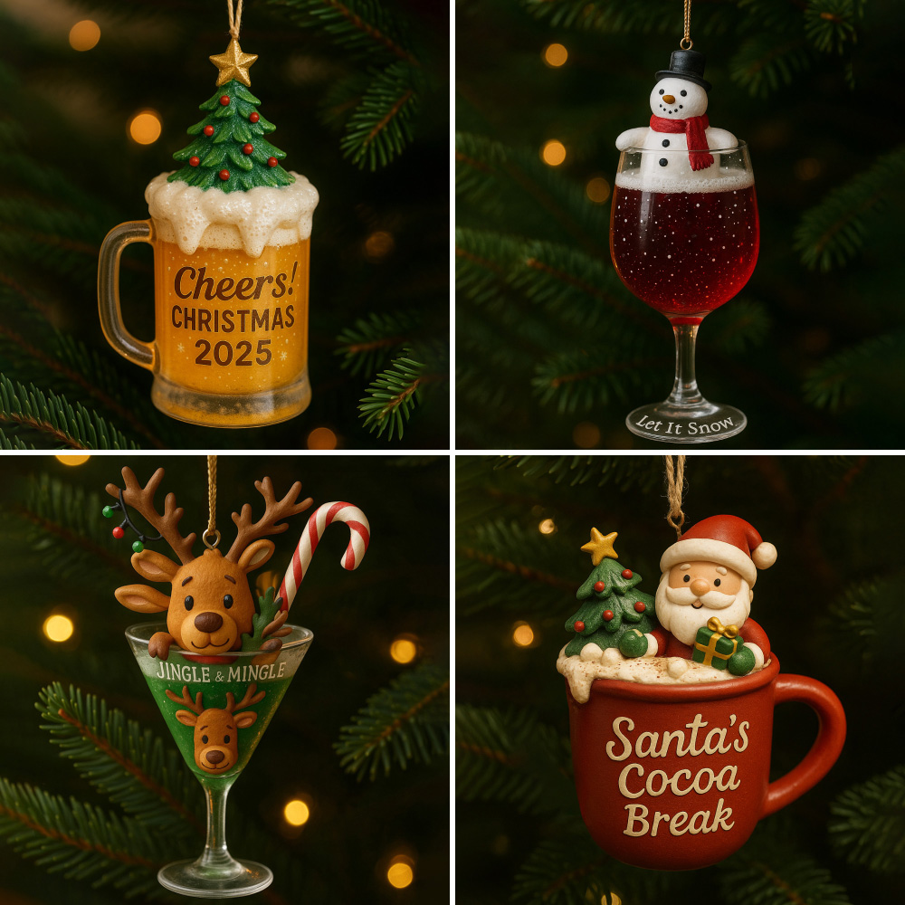 Whimsical Christmas Drink Ornament