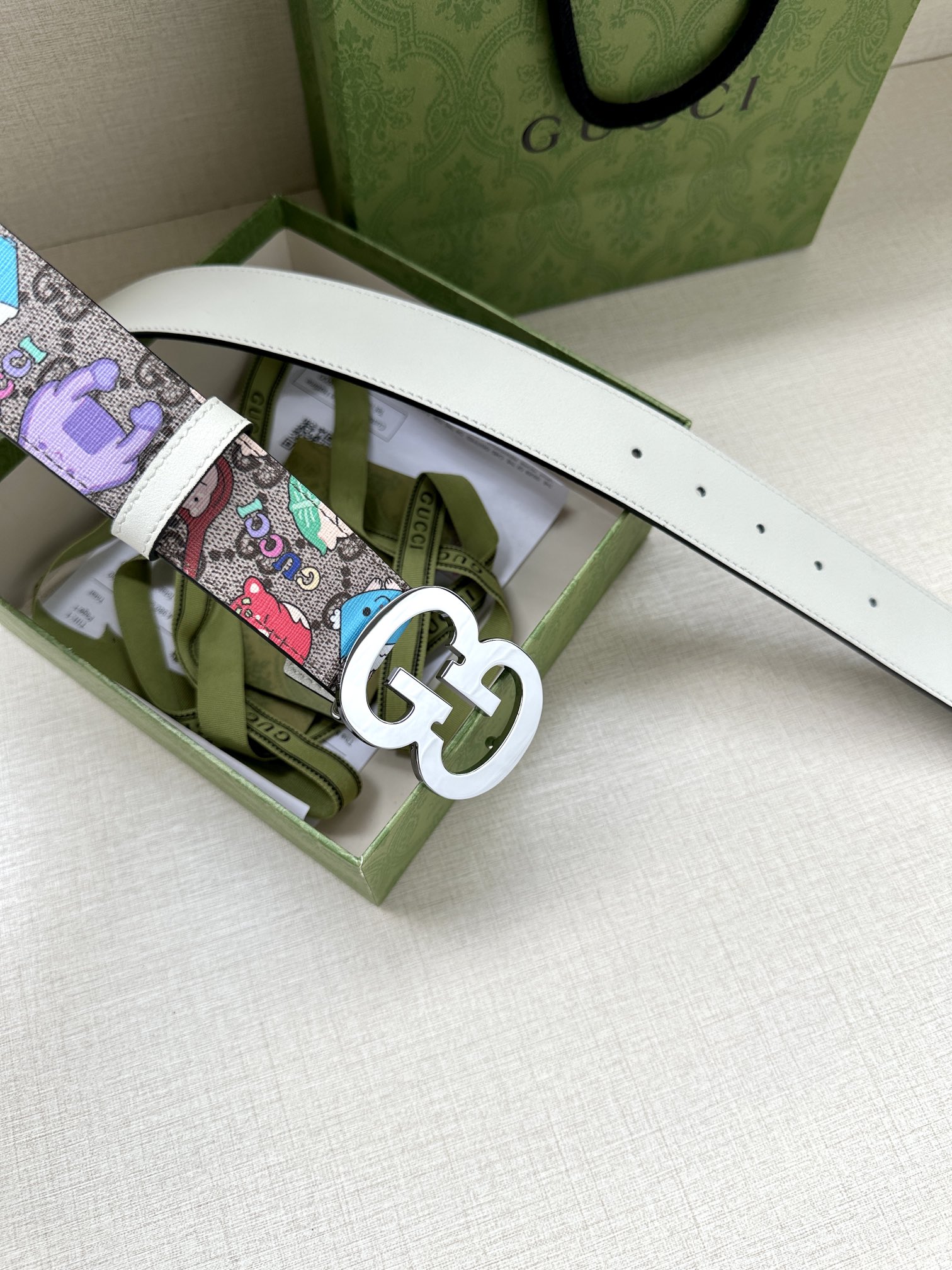 Gucci Marmont series printed leather belt width 3.8CM