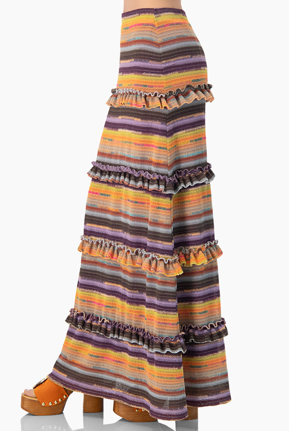 Falda midi tejida multicolor