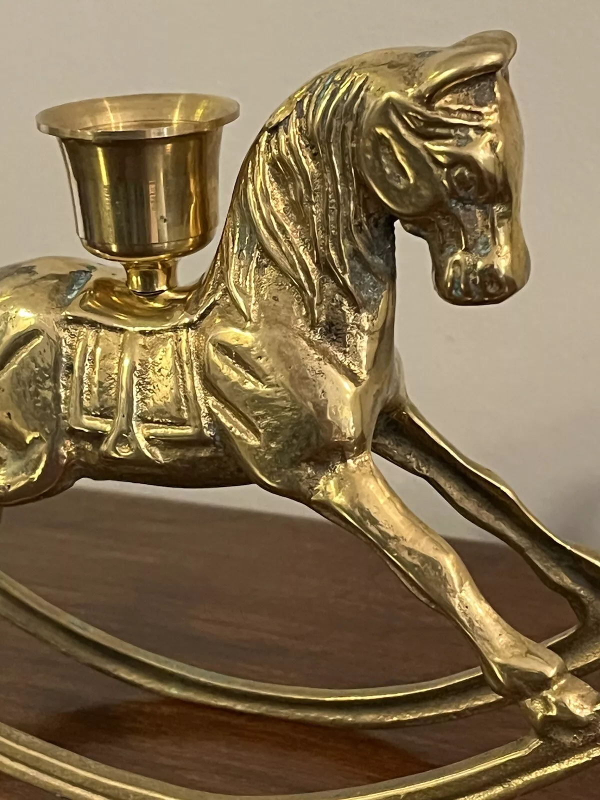 🐎🕎Vintage Brass Rocking Horse Candle Holder
