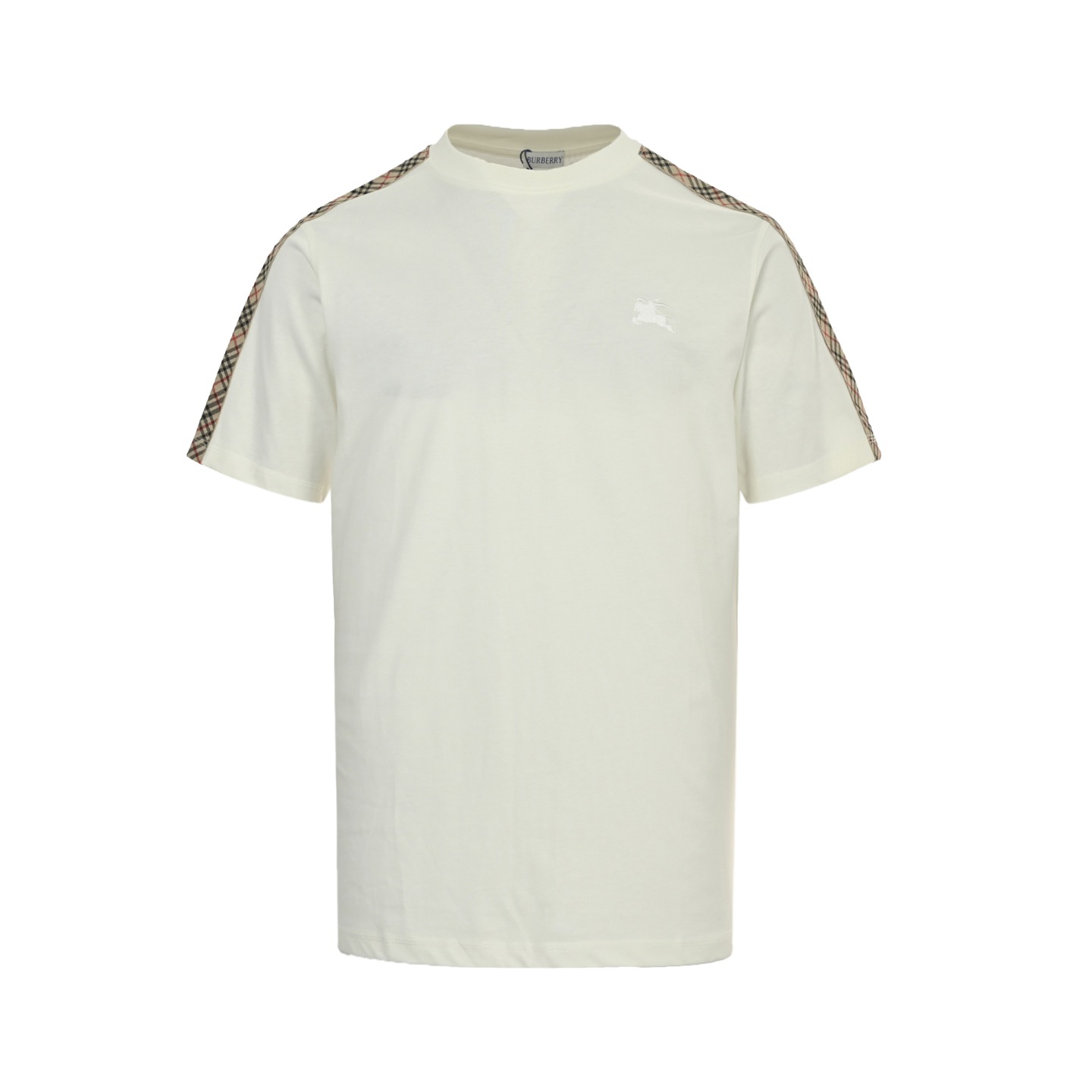 Burberry 25ss warhorse embroidered shoulder plaid ribbon short sleeve