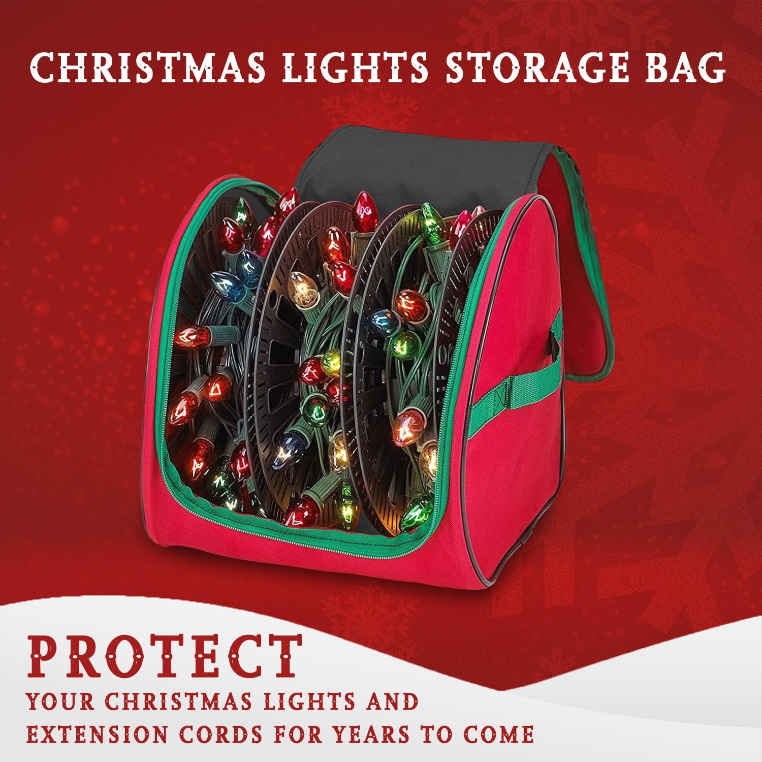 Premium Christmas Light Storage Bag - Includes 3 Spools