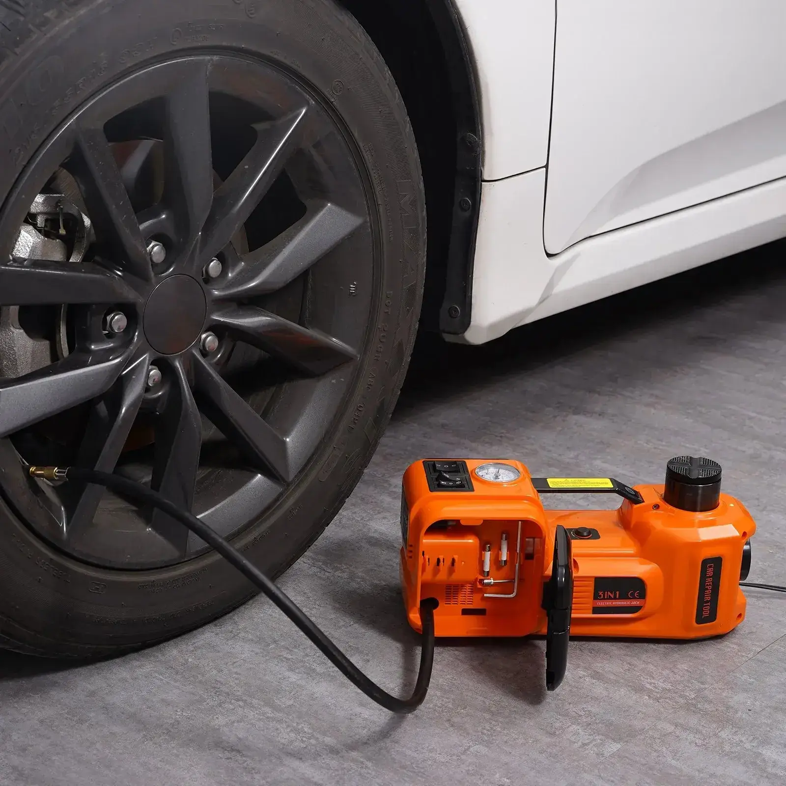 Electric Car Jack Set, Max 5 Ton/11023 LBS Hydraulic Jack/Scissor Jack  with Electric Impact Wrench, Built-in Inflatable Pump and LED Light, Portable Car Lift for SUV MPV Sedan Truck Change Tires Garage Repair