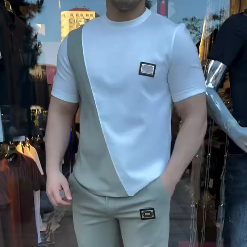Men's Casual Crew Neck Top and Pants Set