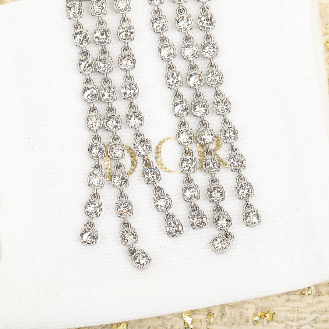 Dior Tassel Letter Diamond Earrings
