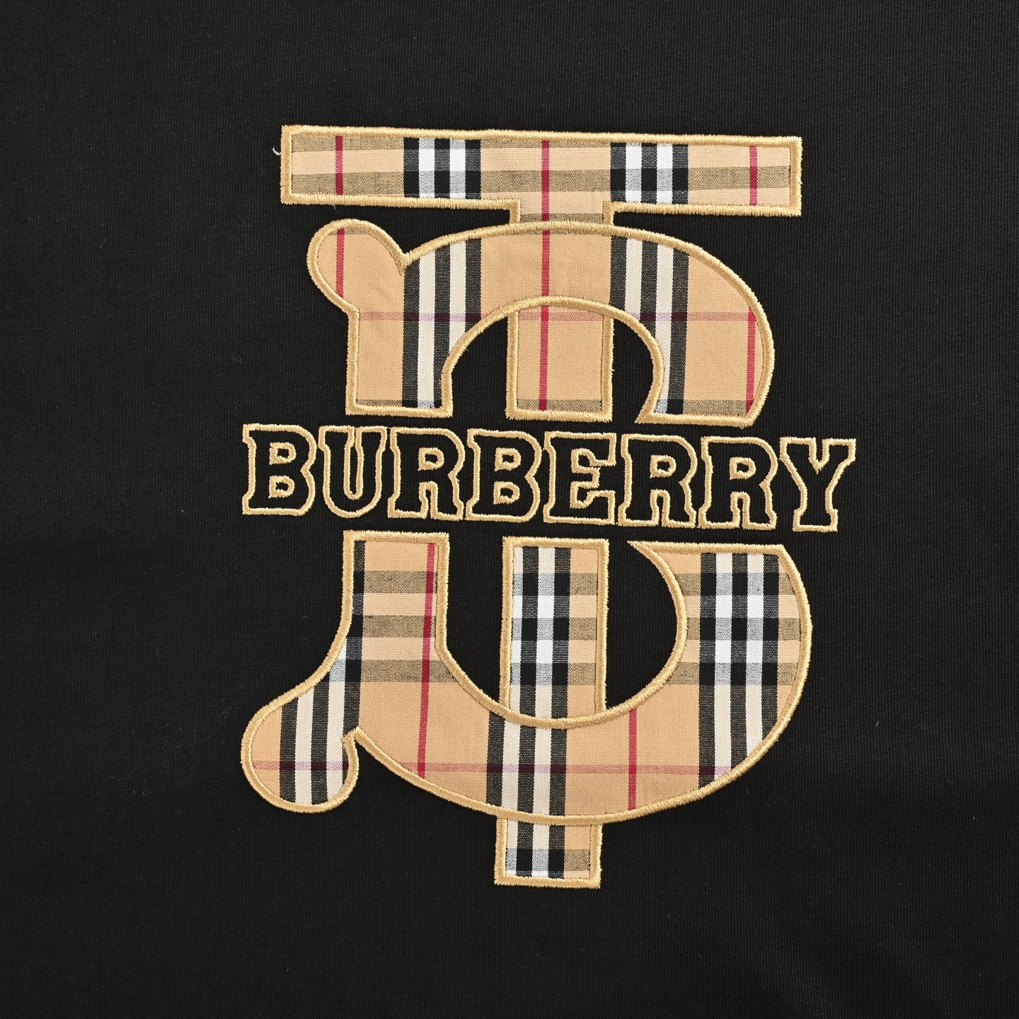 Burberry 25ss check TB patch embroidered letter short sleeve