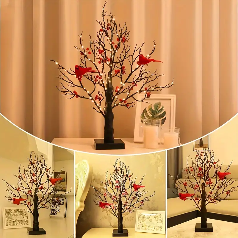 🐦🐦Christmas decoration red feather fake bird (with clip)