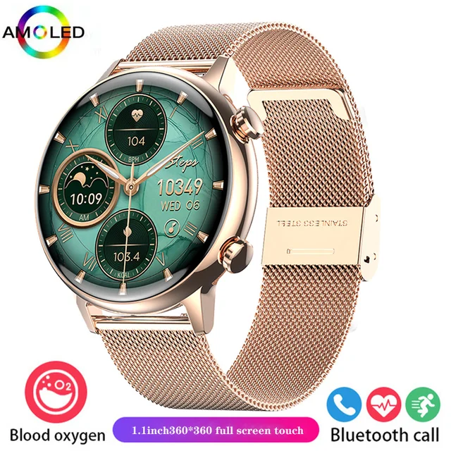 2023 New ladies smartwatch Android phone AMOLED full touch custom dial smartwatch Bluetooth Call voice control Ladies smartwatch