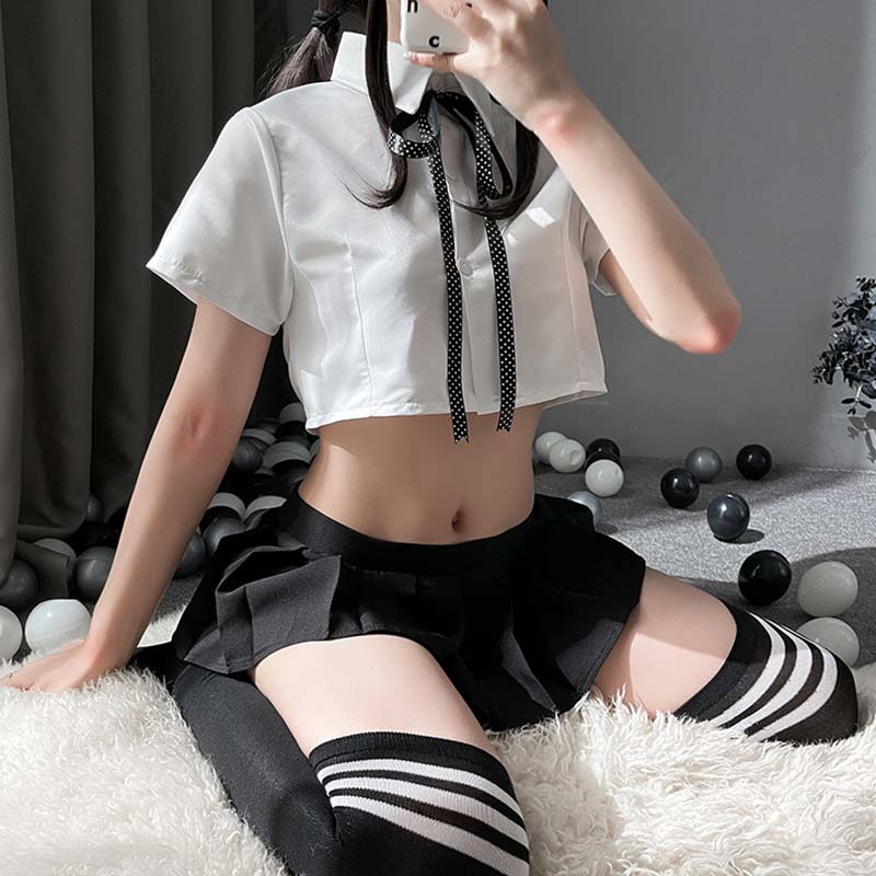 JK Uniform Nightdress Stockings Lingerie Plaid Dress