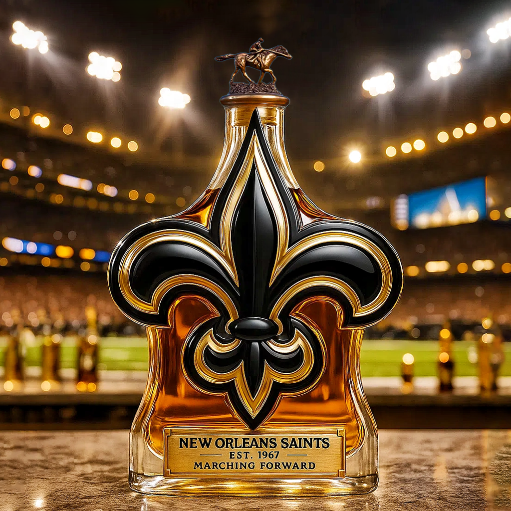 ⚜ Marching in Glory — New Orleans Saints Whiskey Bottle