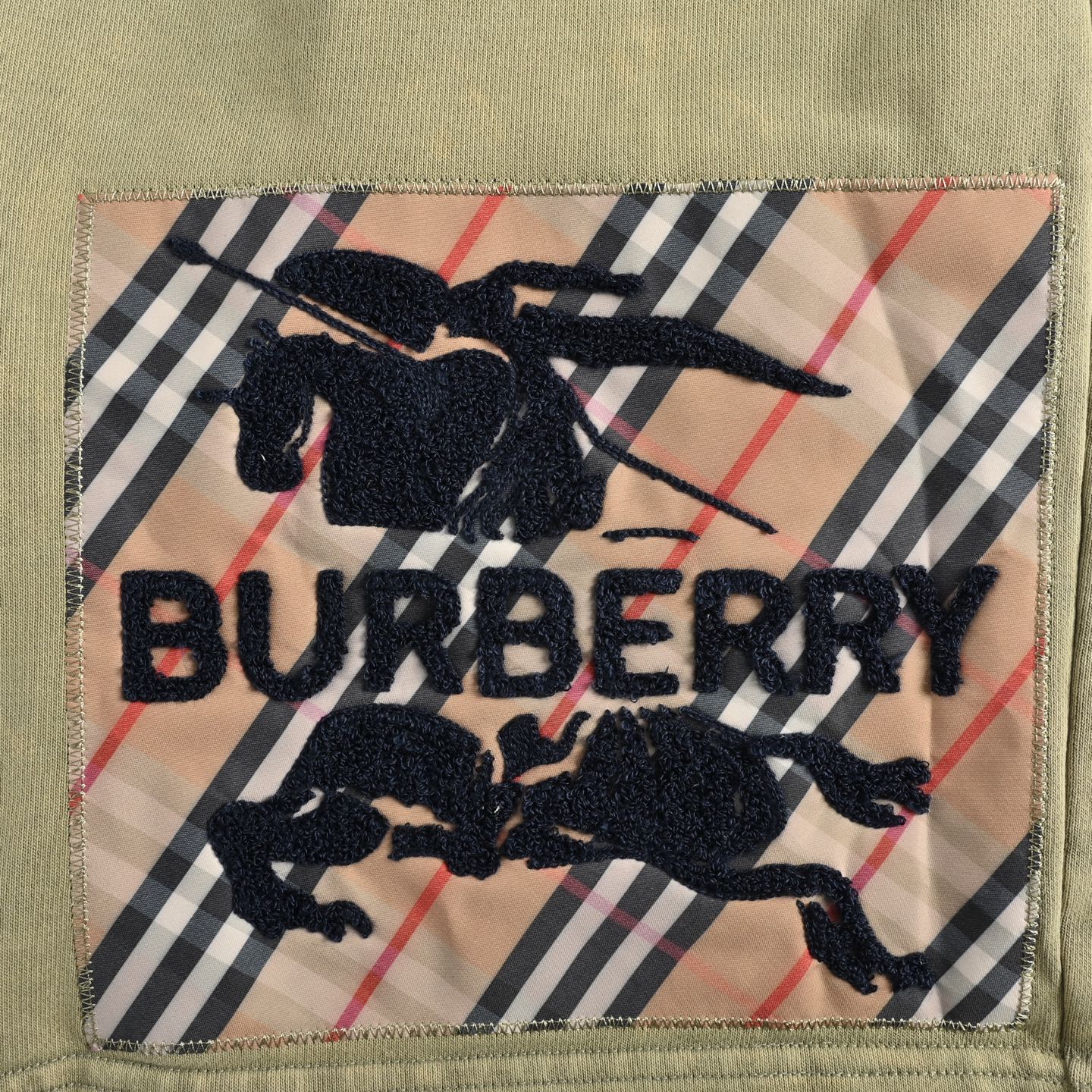 Burberry 25ss Warhorse Towel Embroidery Check Patch Washed Shorts