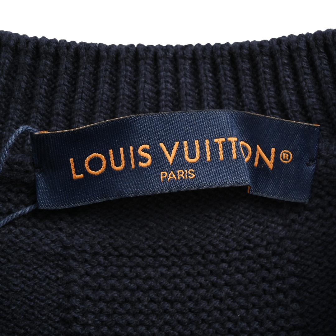 Louis Vuitton 24Fw Pocket Beaded Embroidered Checkerboard Sweater