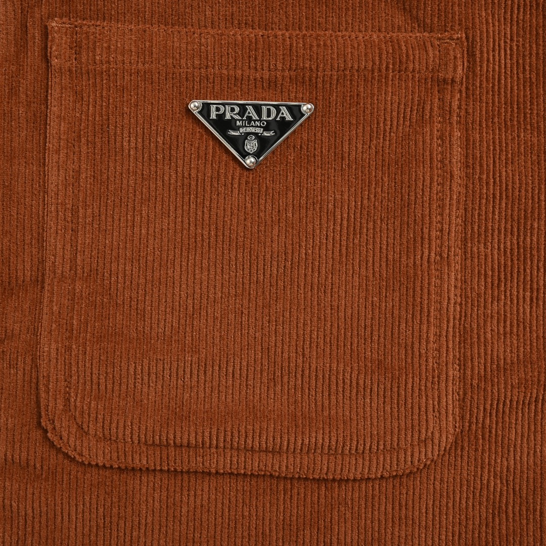 Prada 24Fw triangle logo corduroy shirt jacket