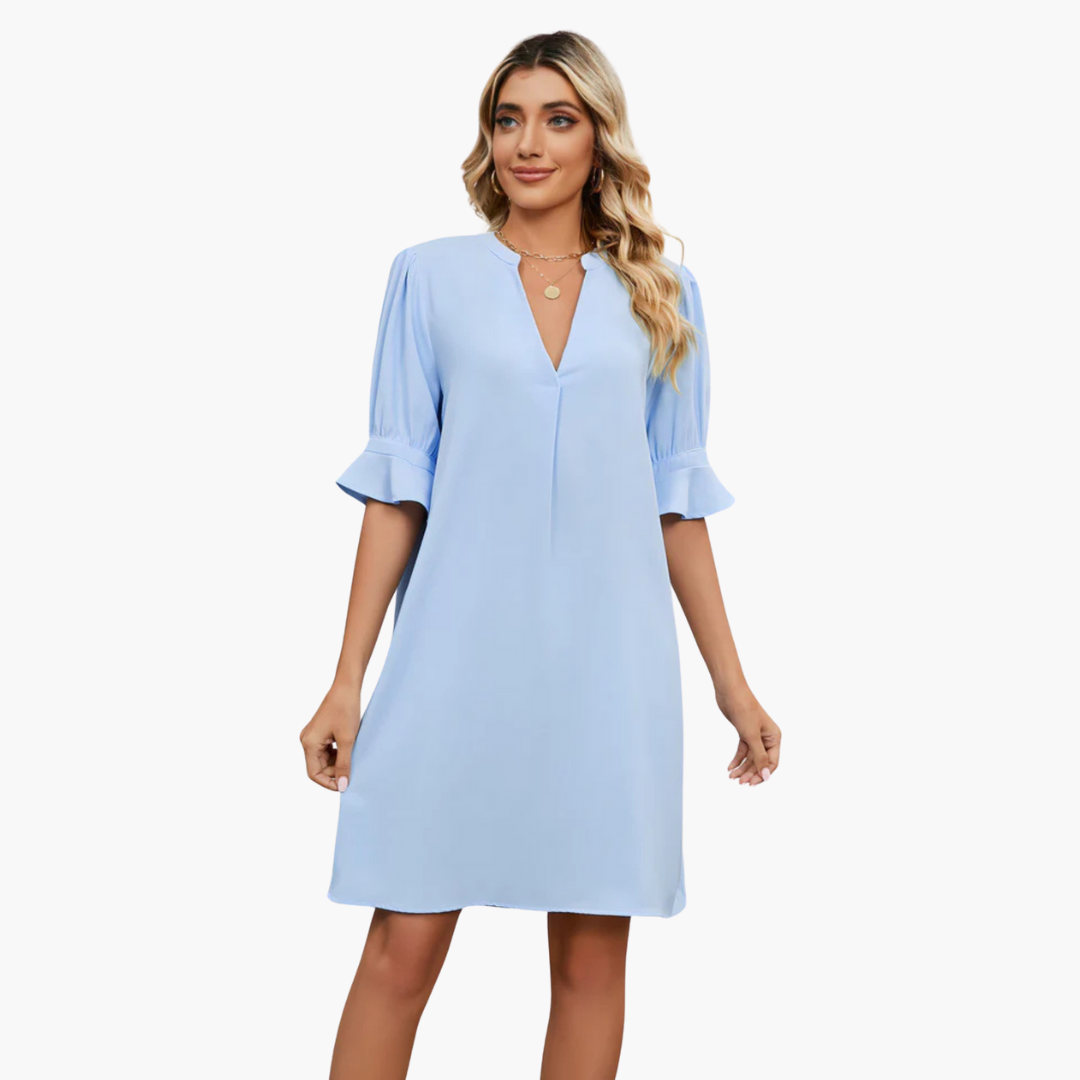 V-Neck Pleated Dress