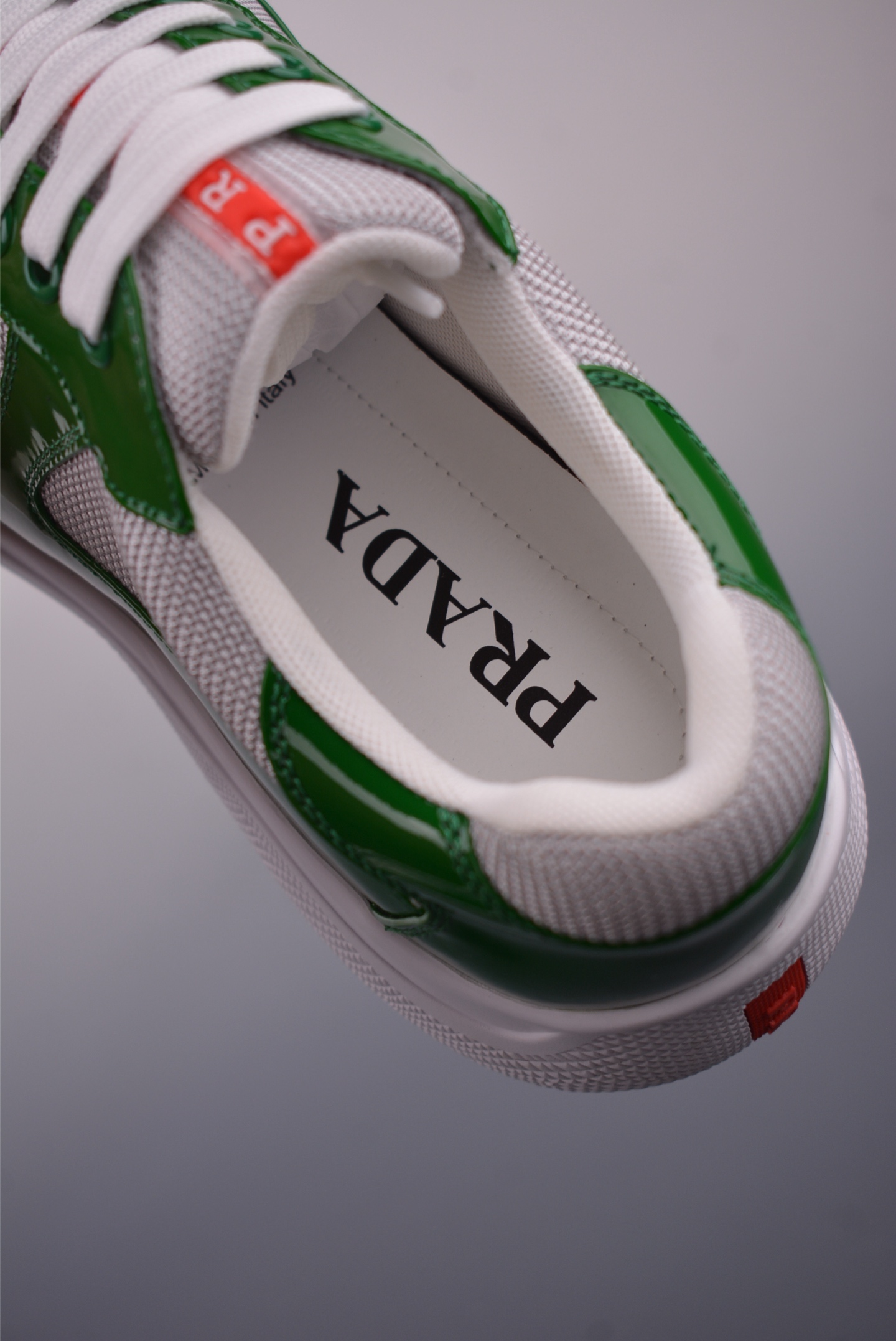 Prada America’s Cup patent leather bright green gray white 4E3400_ASZ_F0F5C