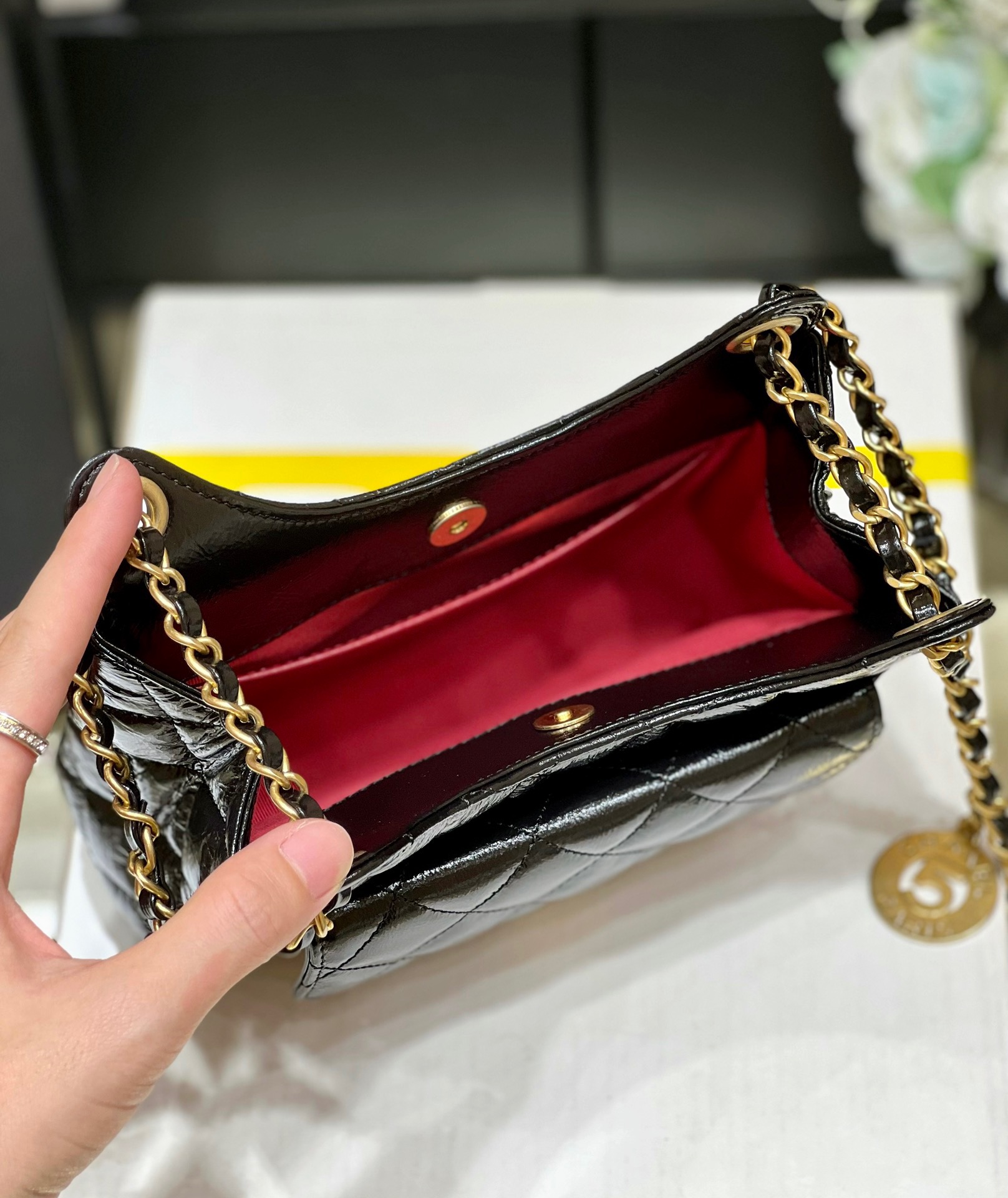 Chanel 23P Spring/Summer Series No. 5 Gold Coin Hobo Hippie Bag 3710