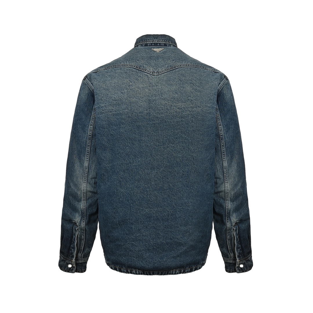 Prada 24Fw triangle logo denim quilted jacket