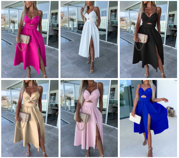 Strappy Front Slit Midi Dress