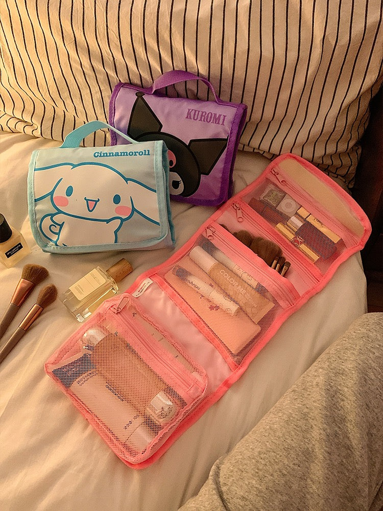 Sanrio Travel Makeup Portable Storage Bag | Dividers for Cosmetics Makeup Brushes Toiletry Jewelry Digital Accessories