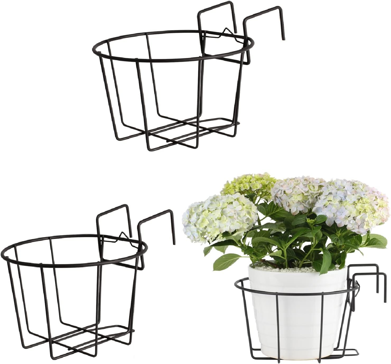 Removable Iron Round Fence Potted Plant Hanging