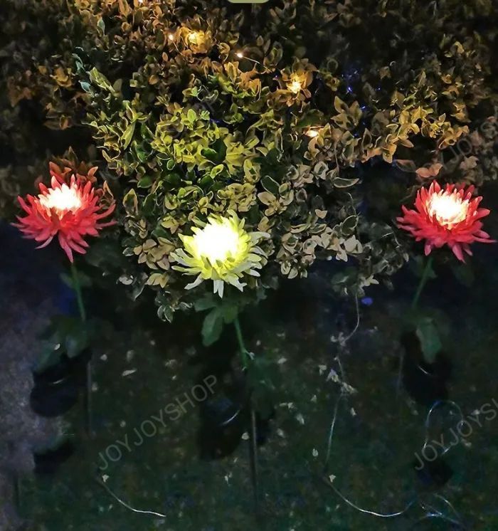 Buy 3 Free Shipping--SPRING ARTIFICIAL CHRYSANTHEMUM SOLAR GARDEN STAKE LIGHTS