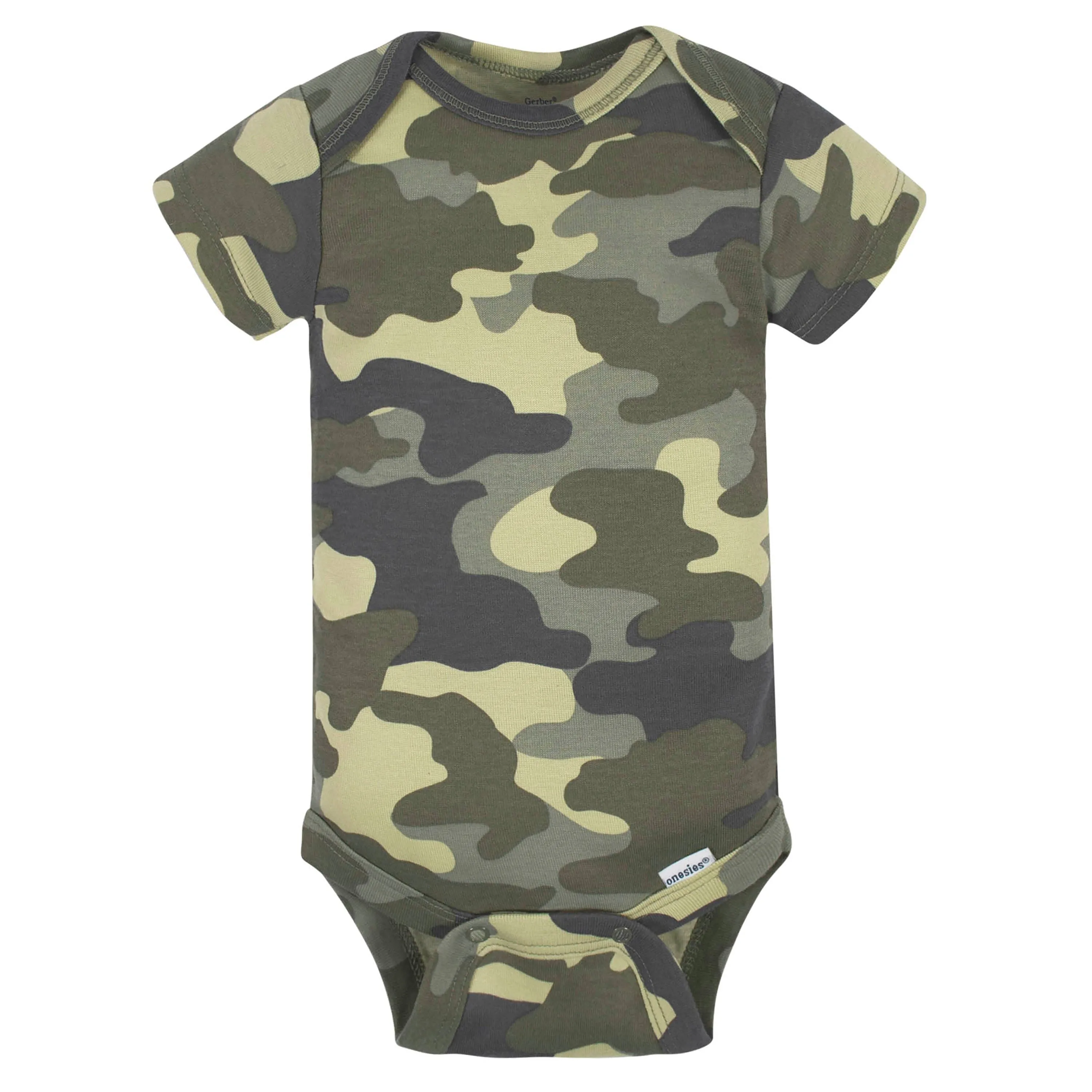 3-Pack Baby Boys Camo Dinosaur Short Sleeve Onesies Bodysuits