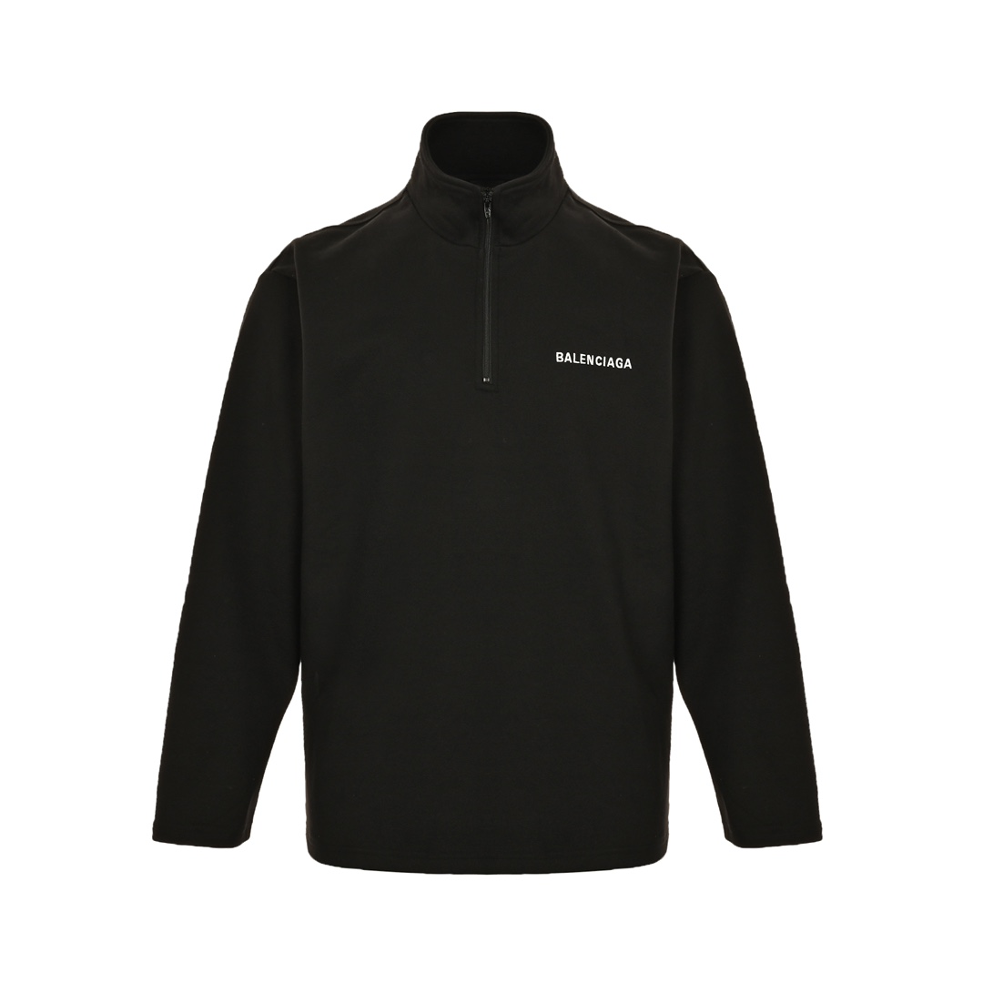 Balenciaga 24Fw half-zip sweatshirt with small front and large back lettering embroidery