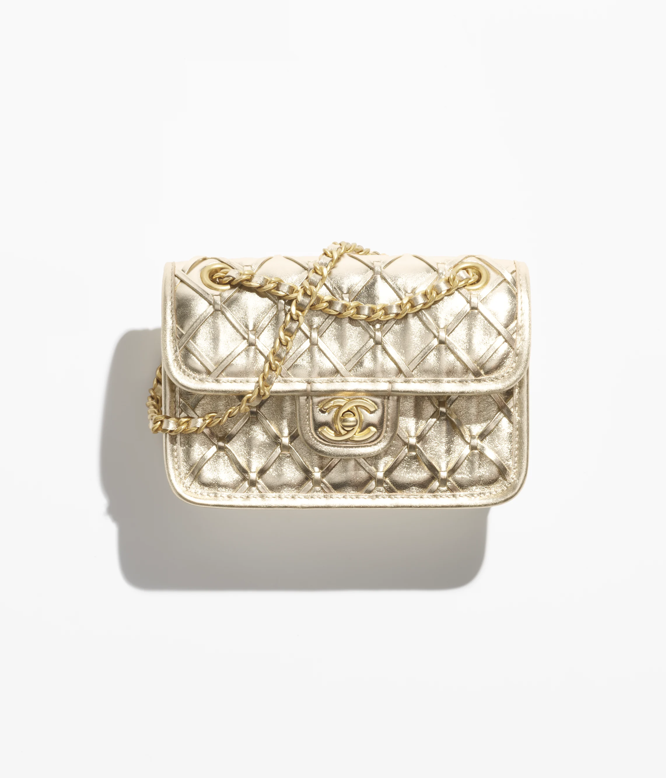 Chanel Mini Flap Bag Metallized Braided Calfskin & Gold-Tone Metal Gold AS4797-B20071-U0509