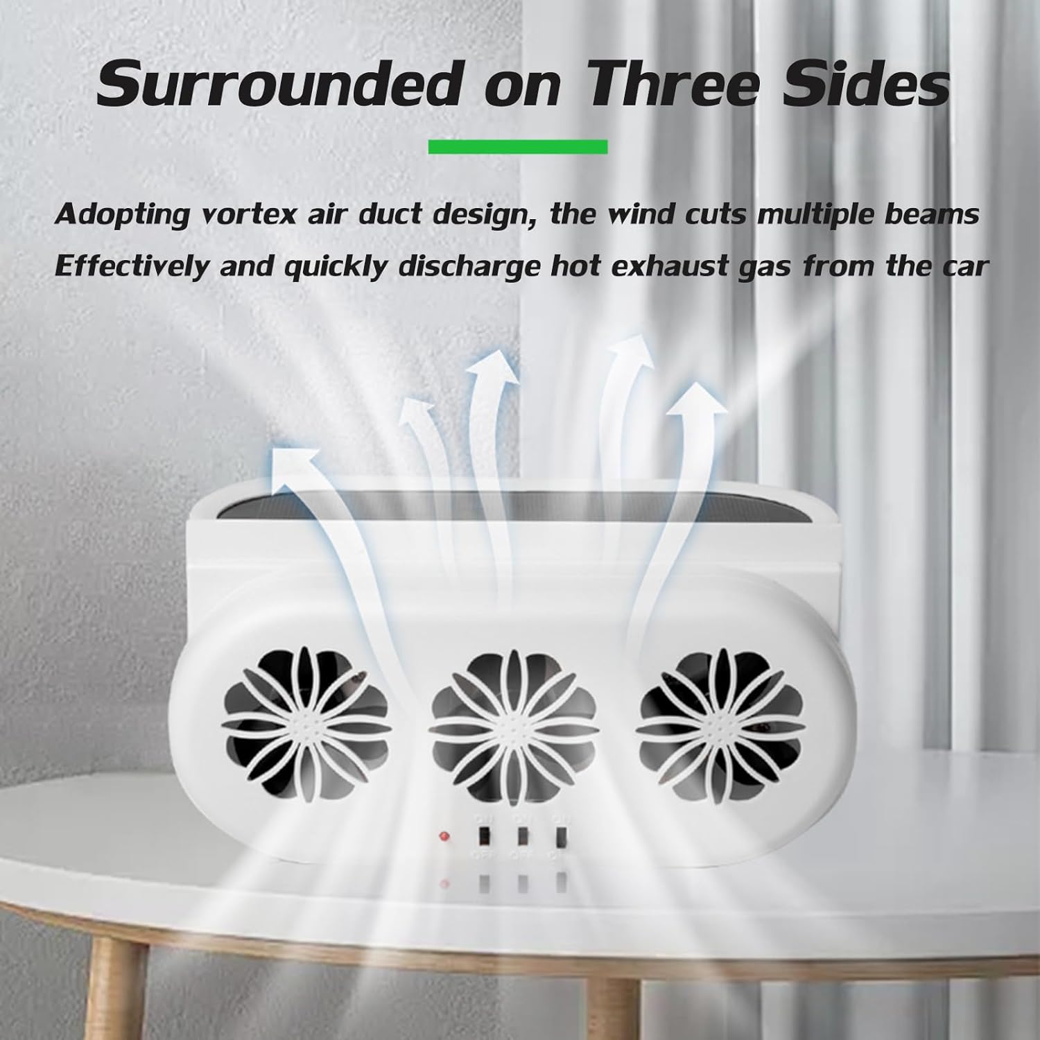 🔥Last Day 60% OFF🔥New Car Solar Powered Exhaust Fan-Radiator Cooling Fan with Three Air Outlets