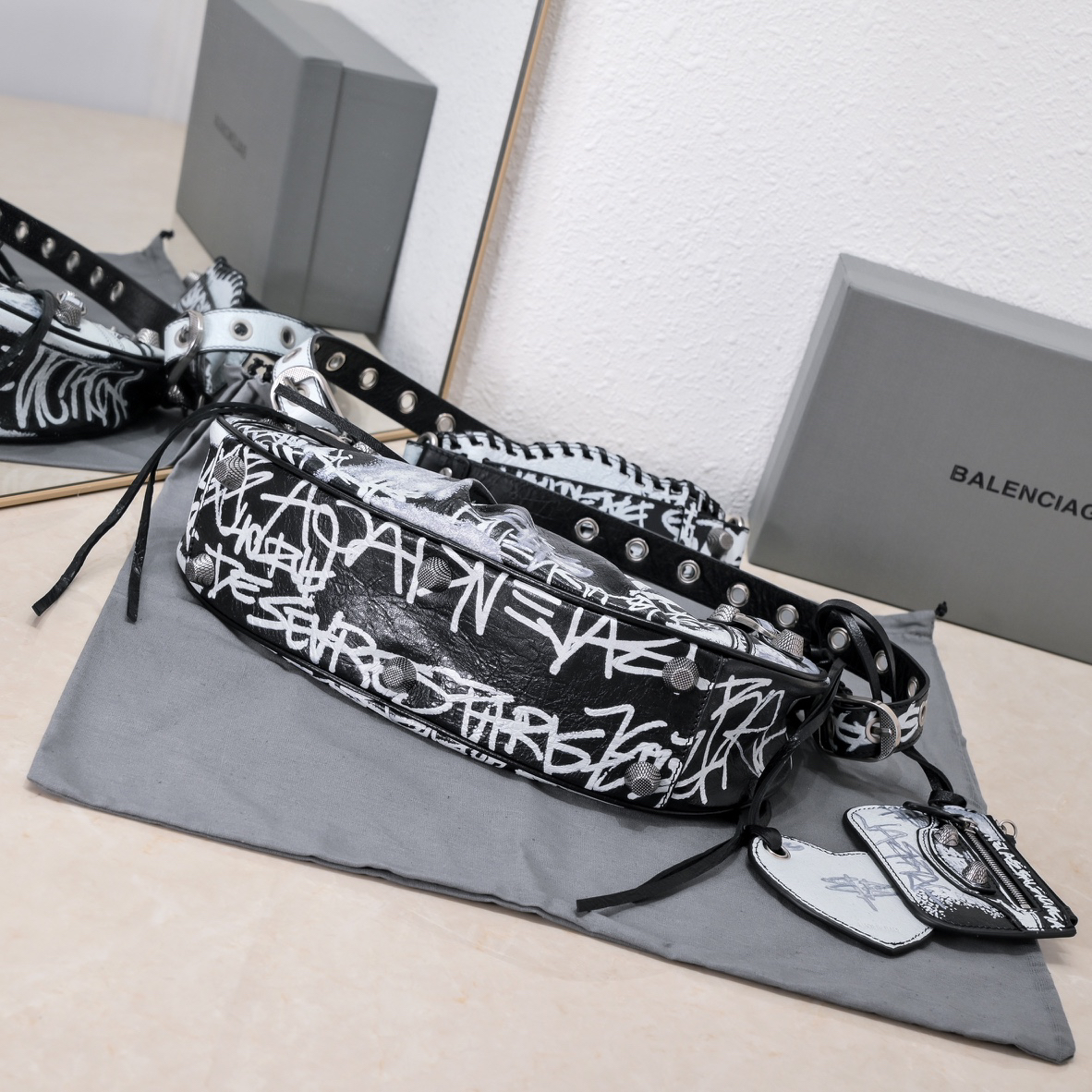 Balenciaga Le Cagole Graffiti Large Underarm Bag