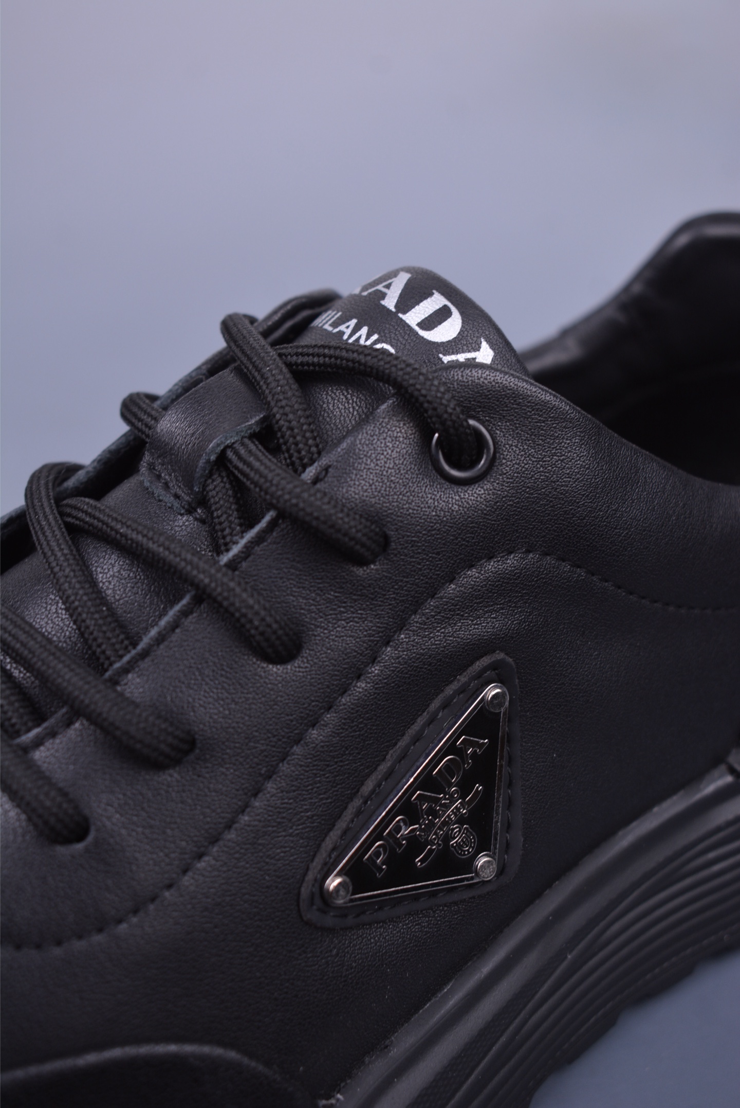 Prada triangle series platform sneakers all black 3D936M