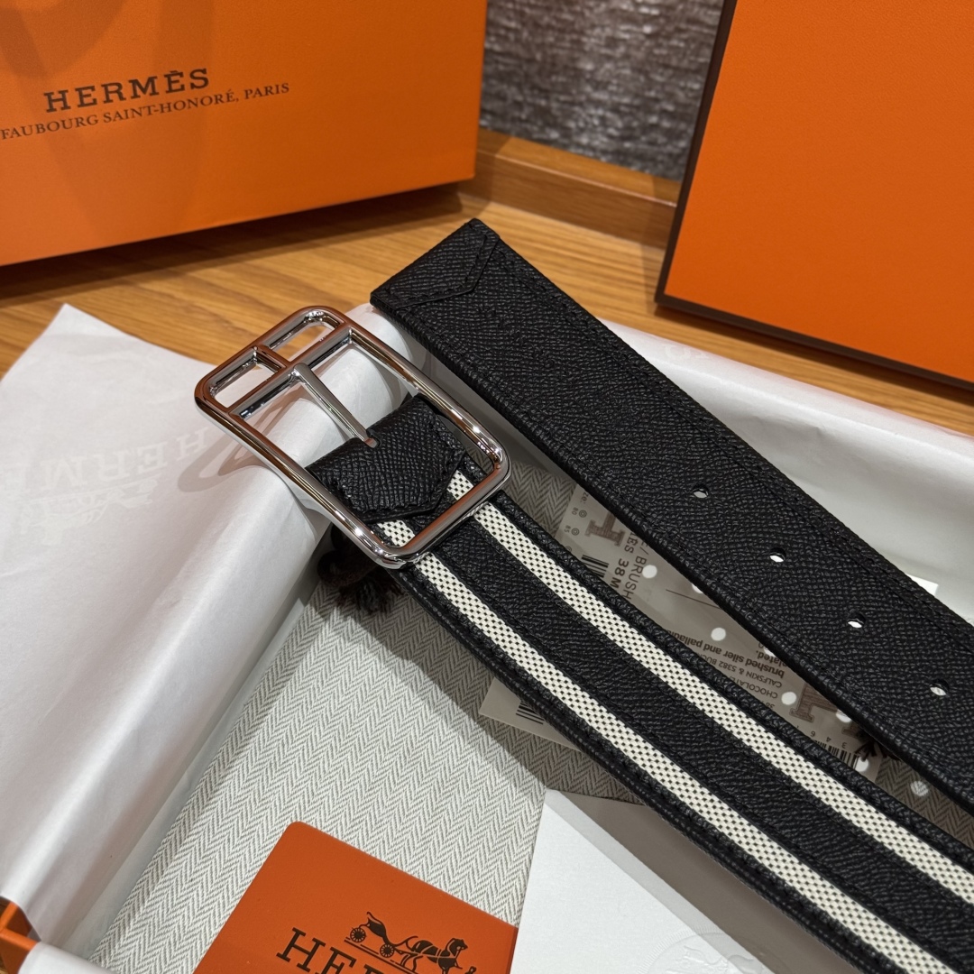 Hermès Half Cod Riviera double-faced leather belt, 3.8cm wide