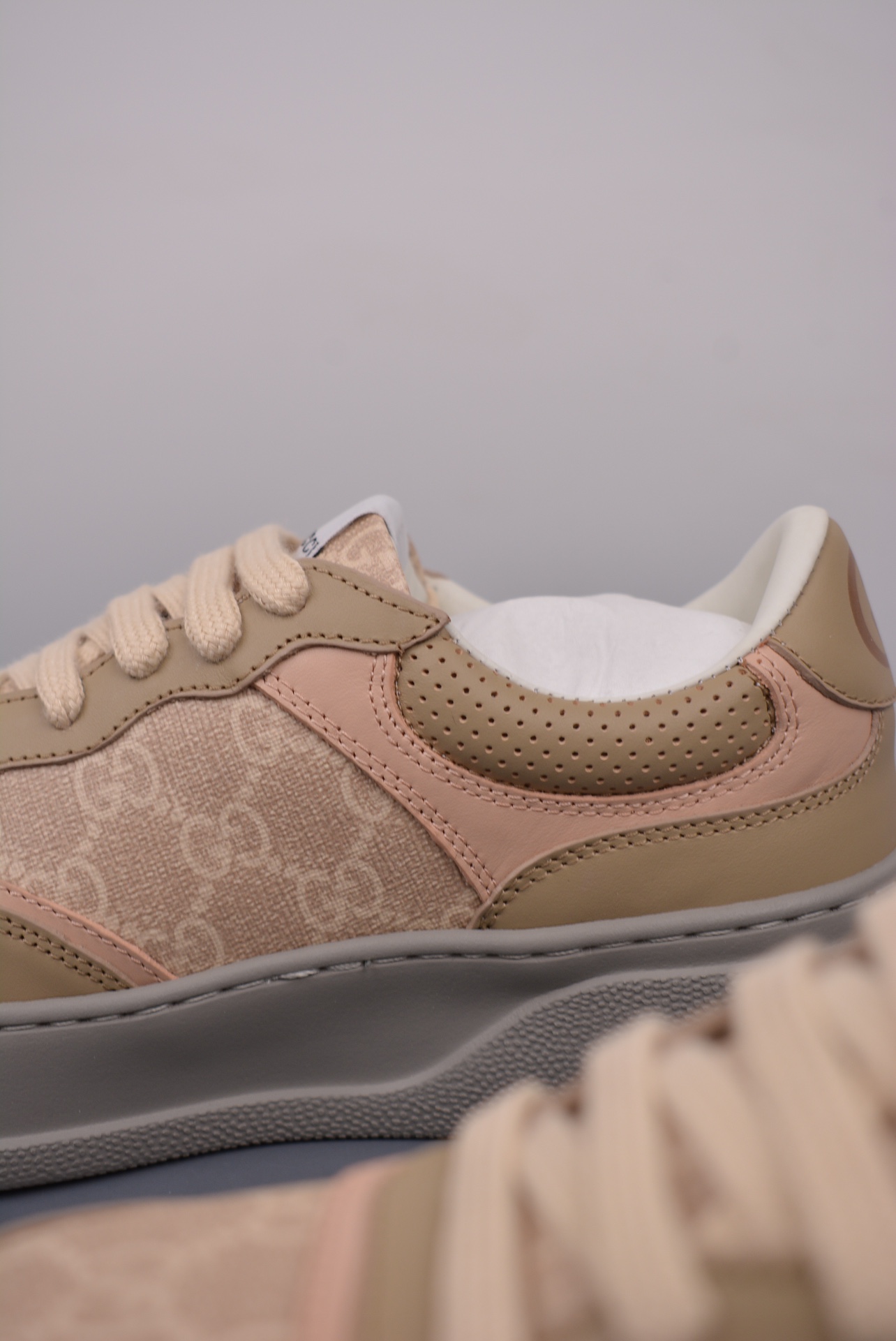 GUCCI Leather oatmeal yellow light pink beige GG print