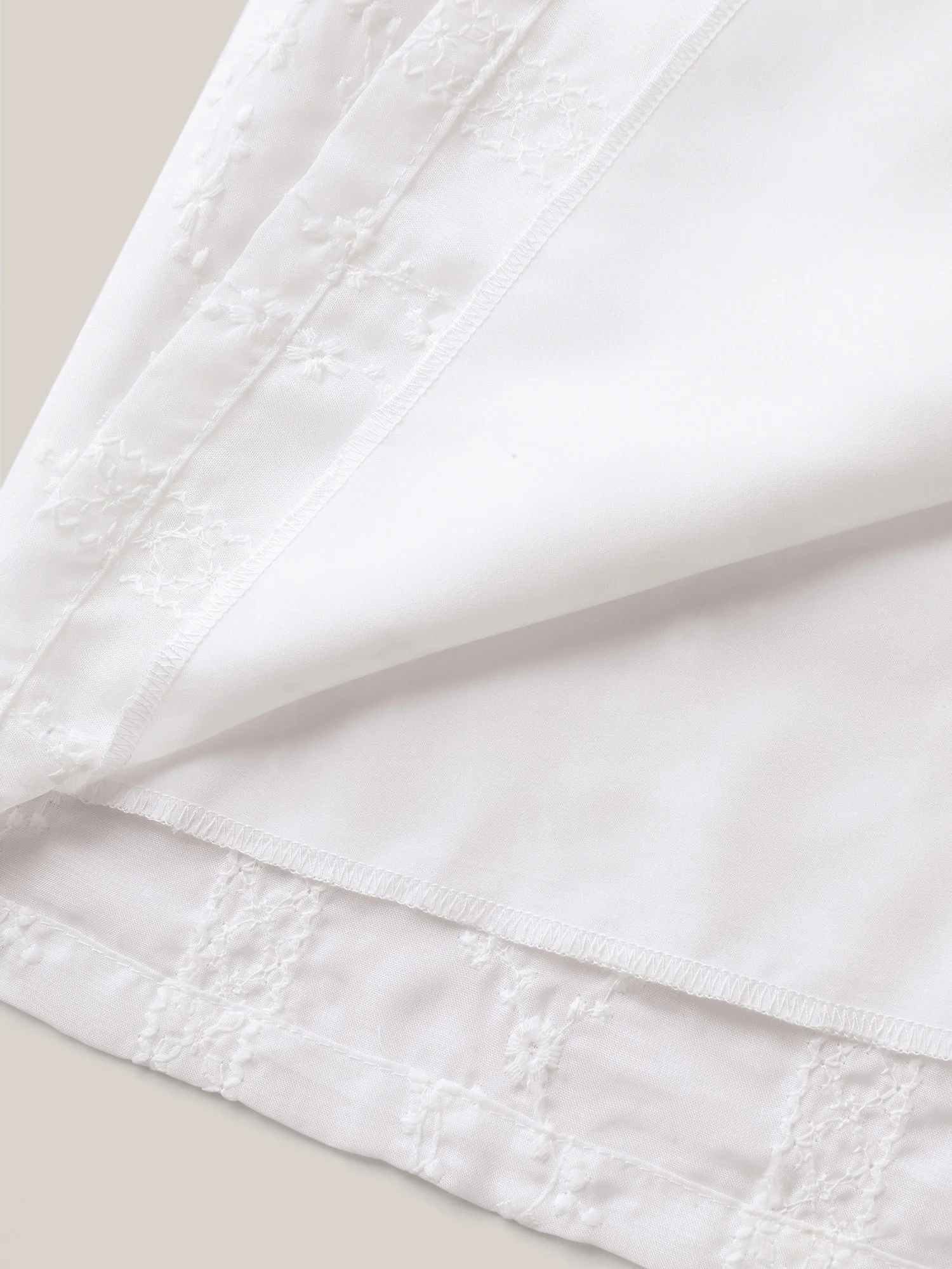 Embroidered Notched Collar Sheer Blouse